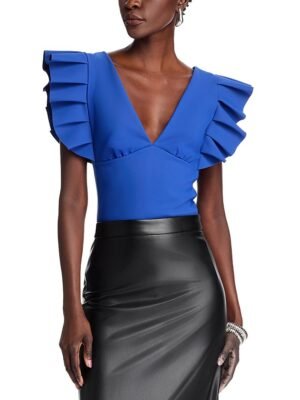 Chiara Boni La Petite Robe Ruffle Sleeve V Neck Top