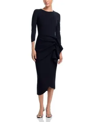 Chiara Boni La Petite Robe Wang 3/4 Sleeve Side Ruffle Dress