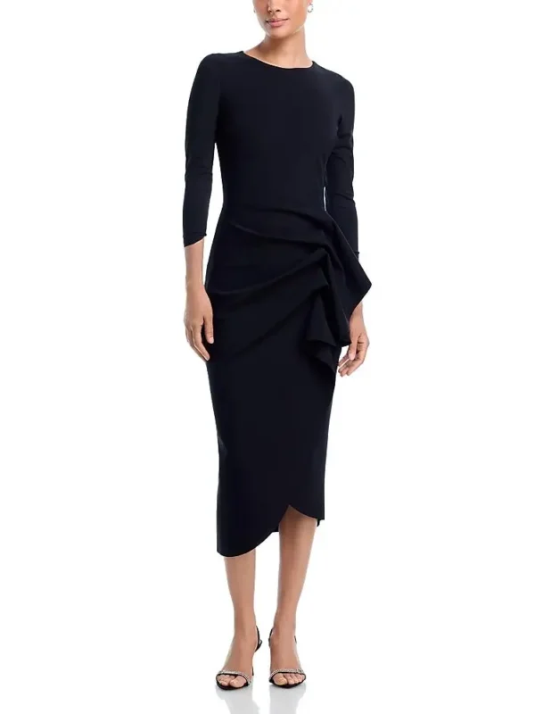 Chiara Boni La Petite Robe Wang 3/4 Sleeve Side Ruffle Dress
