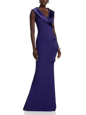 Chiara Boni La Petite Robe Satin Collar Gown