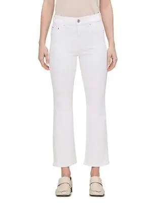 DL1961 Petite Bridget Crop Instasculpt High Rise Bootcut Jeans in White