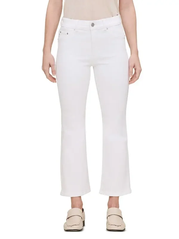 DL1961 Petite Bridget Crop Instasculpt High Rise Bootcut Jeans in White