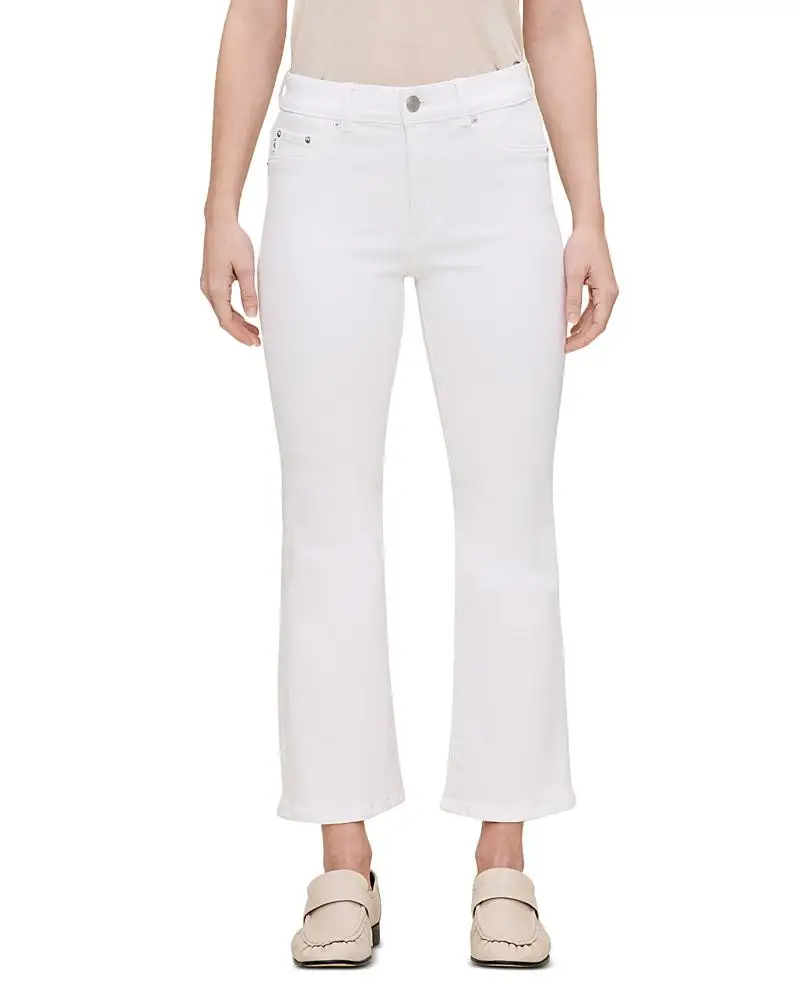 DL1961 Petite Bridget Crop Instasculpt High Rise Bootcut Jeans in White