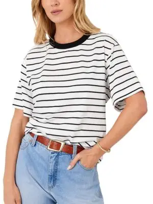 Karen Kane Petites Stripe Short Sleeve Top