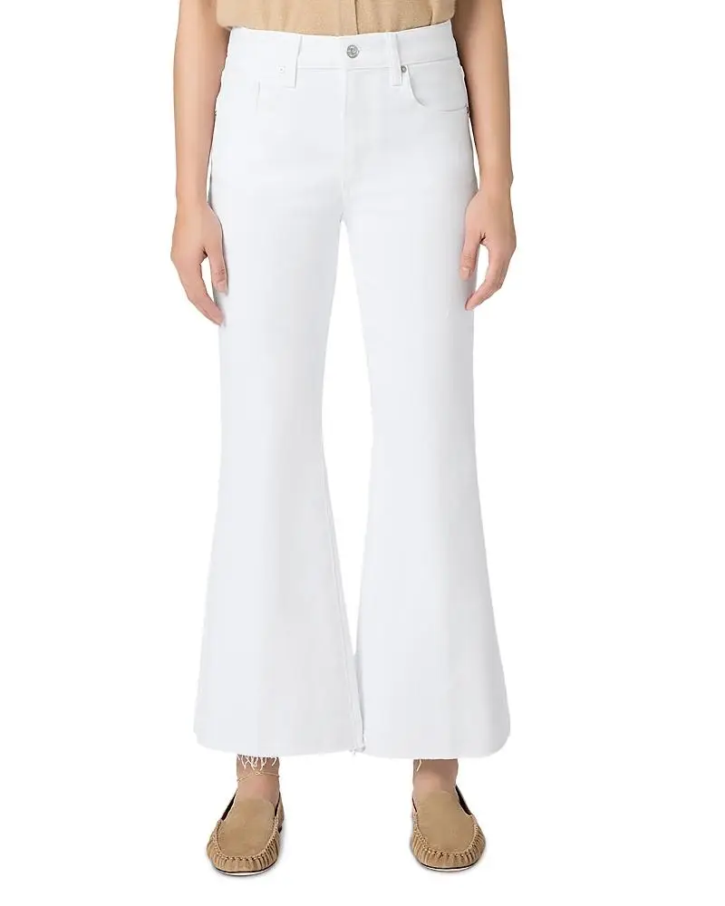 Paige Marlow Skimmer Petite High Rise Flare Jean in Crisp White