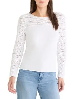 Nic+Zoe Petites Placed Pointelle Sweater