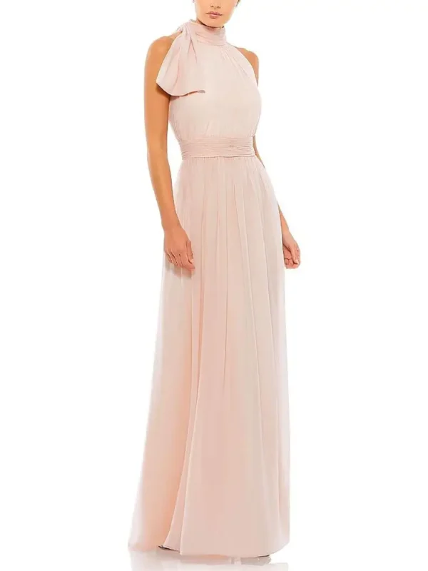 Mac Duggal Petite A Line Chiffon Halter Neck Evening Gown