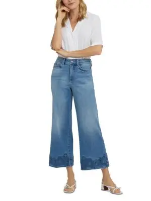 Nydj Petites Teresa Wide Leg Ankle Jeans in Port Sea