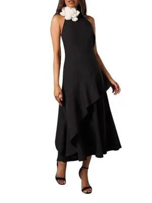 Coast Petite High Neck Corsage Midi Dress