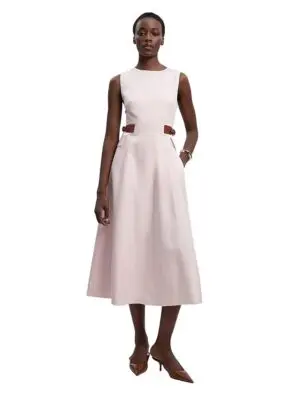 Karen Millen Petite Tailored Linen Full Midi Dress