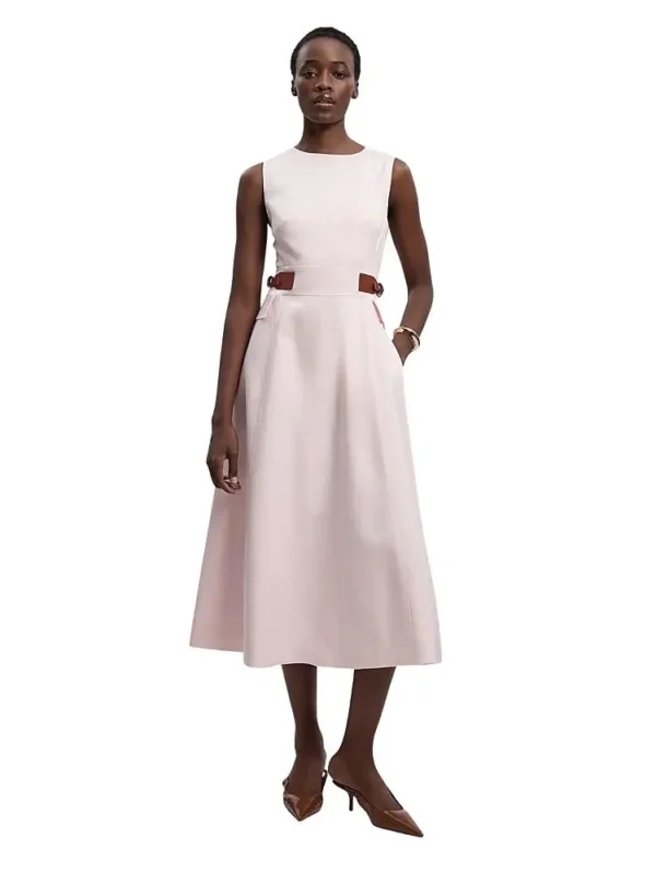 Karen Millen Petite Tailored Linen Full Midi Dress
