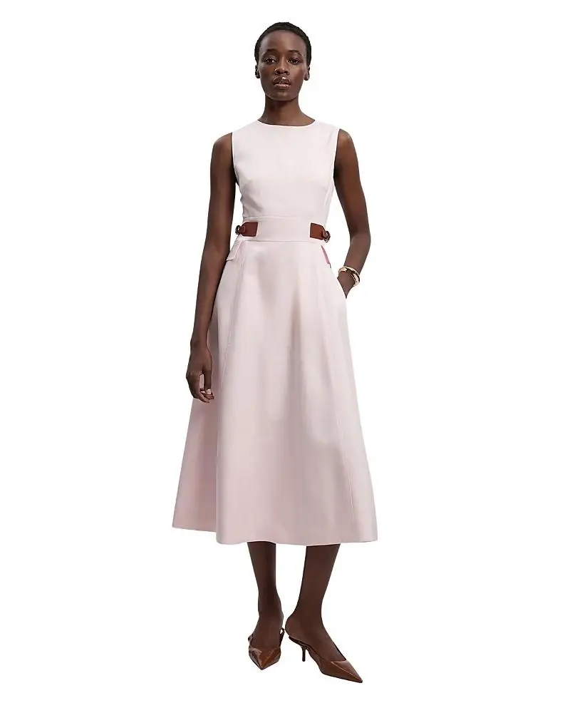 Karen Millen Petite Tailored Linen Full Midi Dress