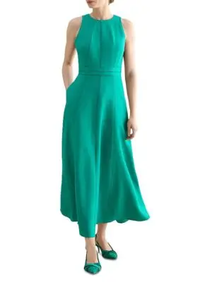 Hobbs London Petite Matilda Trimmed Linen Dress