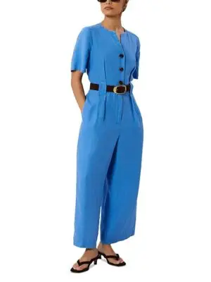 Whistles Petite Fiona Linen Button Jumpsuit
