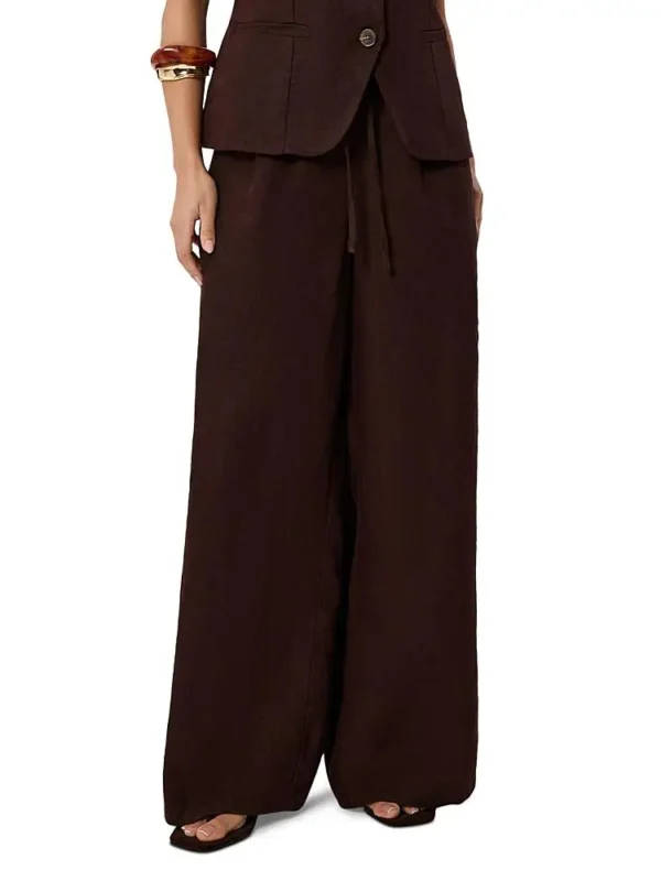 Whistles Petites Wide Leg Linen Trousers
