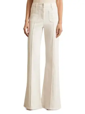 Reiss Petite Sakura Flare Patch Pocket Jeans in Ecru