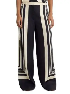 Reiss Petite Caris Wide Leg Printed Pants