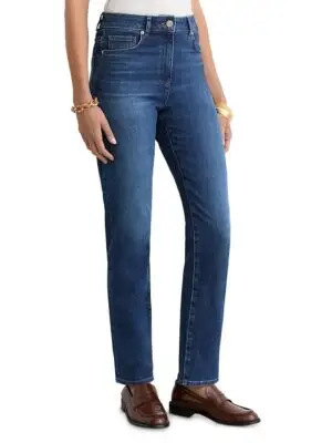 Reiss Petites Isabel Mid Rise Slim Jeans in Mid Blue