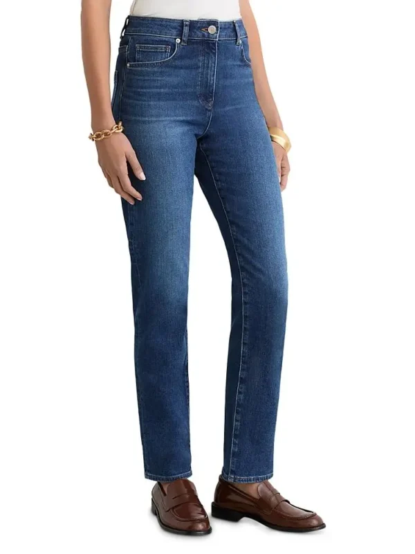 Reiss Petites Isabel Mid Rise Slim Jeans in Mid Blue