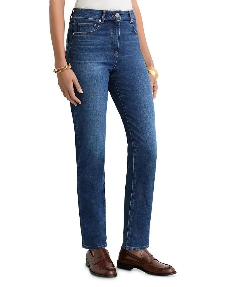 Reiss Petites Isabel Mid Rise Slim Jeans in Mid Blue