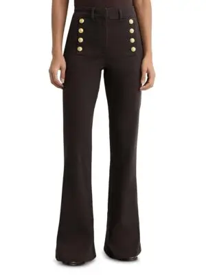 Reiss Petites Athena Flare Leg Jeans in Khaki Green