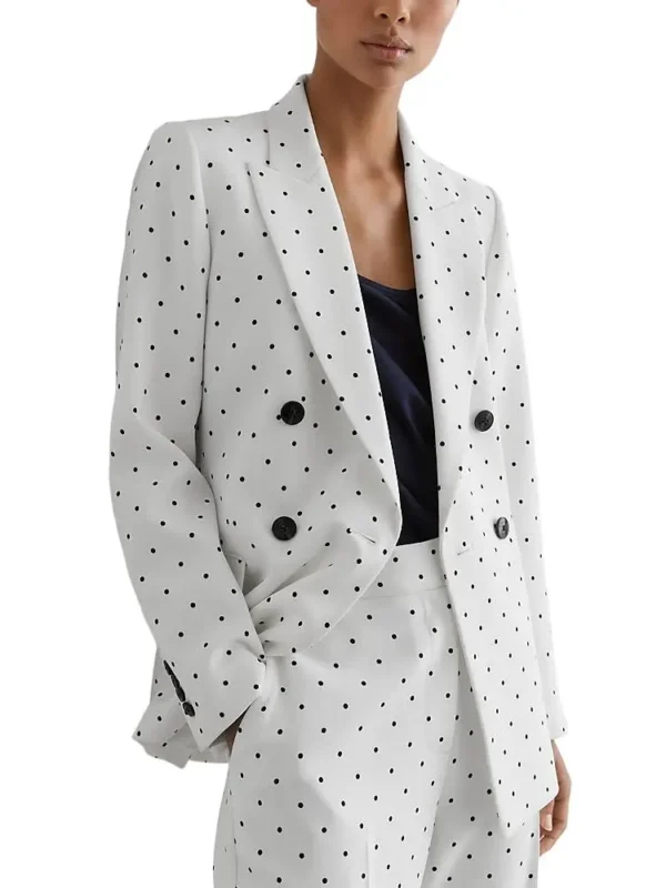 Reiss Petite Double Breasted Polka Dot Blazer