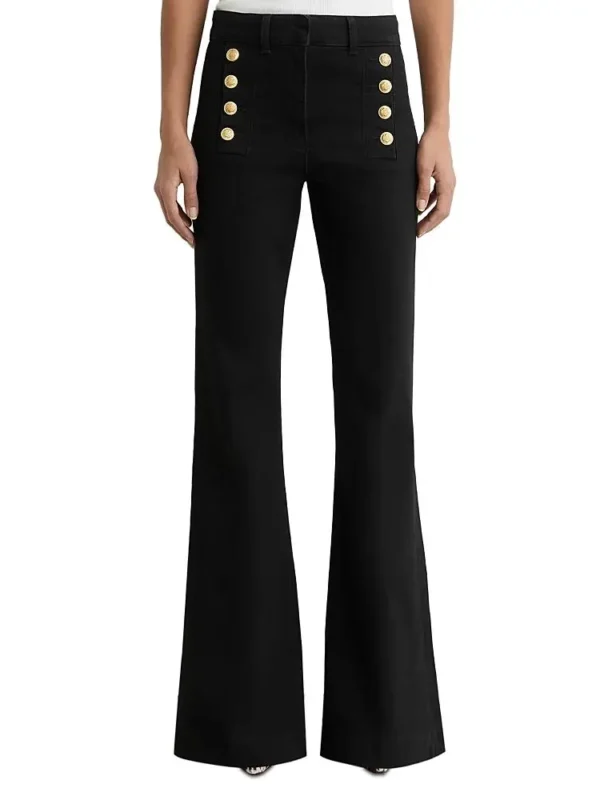 Reiss Petites Athena Flare Leg Jeans in Black