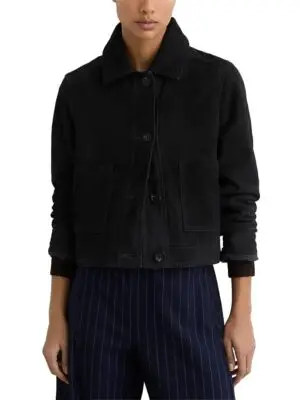 Reiss Petites Sonny Suede Trucker Jacket