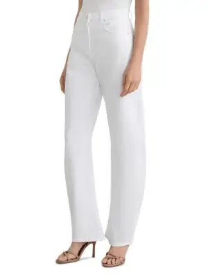Reiss Petites Sabel Mid Rise Barrel Jeans in White