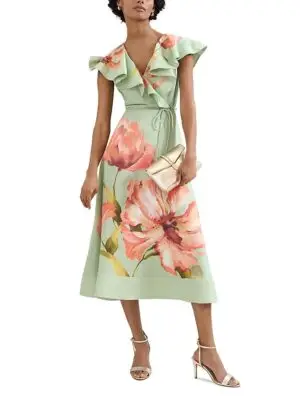 Phase Eight Petites Matilda Green Floral Midi Dress
