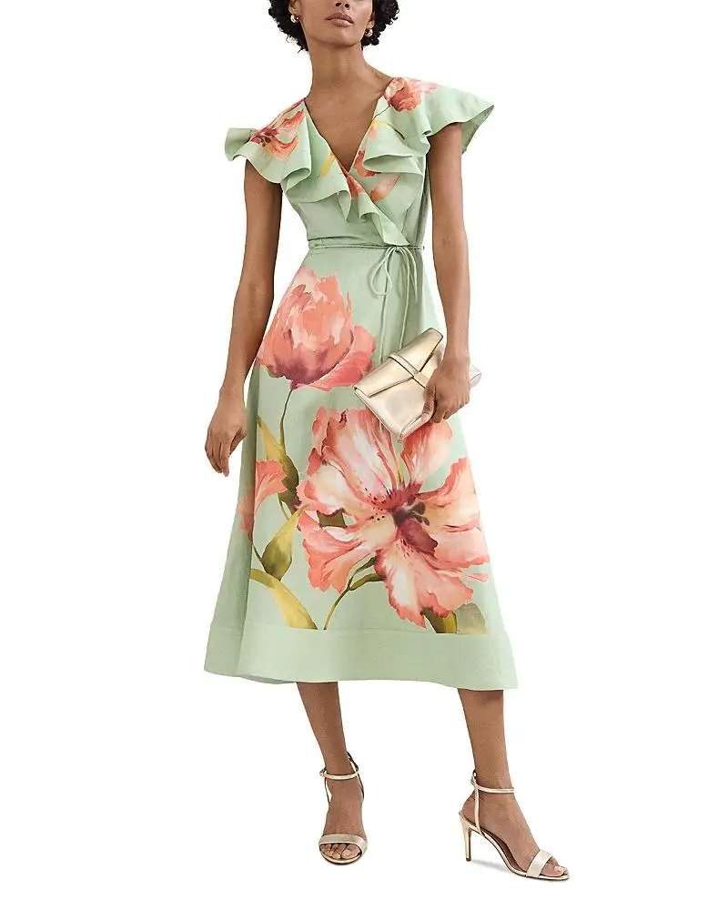 Phase Eight Petites Matilda Green Floral Midi Dress
