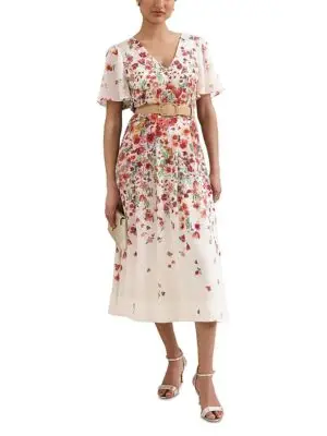 Phase Eight Petites Lovette Cream Floral Midi Dress