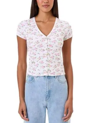 Goldie Lewinter Petite Fleur Short Sleeve Cardigan