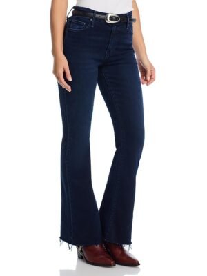 Mother Petites Lil Weekender High Rise Flared Jeans in Chip On My Shoulder