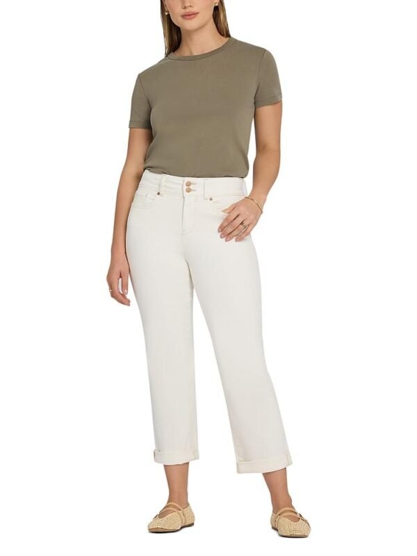 Nydj Petite Bailey High Rise Cropped Straight Jeans in Vintage White