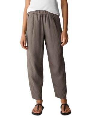 Eileen Fisher Petites Pleated Lantern Linen Ankle Pants