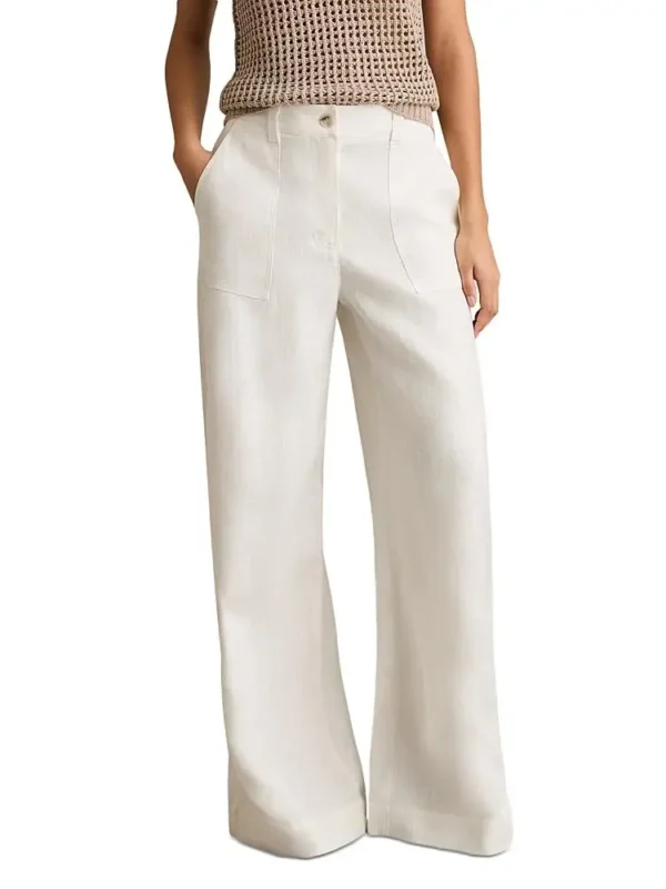 Reiss Petite Ashby Wide Leg Linen Trousers