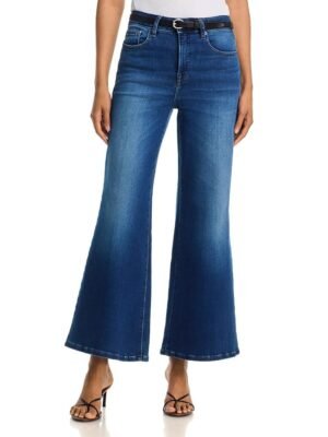 Good American Soft Tech Good High Rise Petite Palazzo Jeans in Indigo