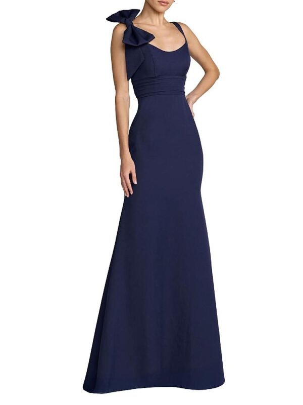 Mac Duggal Petite Scoop Neck Trumpet Gown with Bow