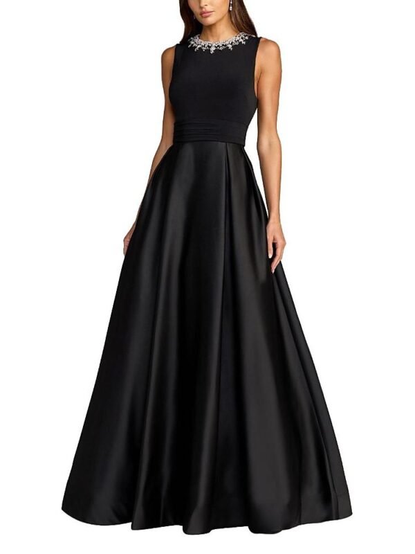 Mac Duggal Petite Embellished High Neck Sleeveless A Line Gown