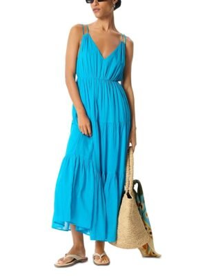 Whistles Petite Cotton Maxi V Neck Sundress