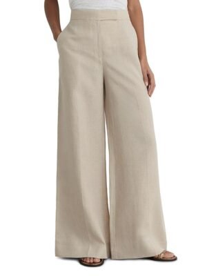 Reiss Petite Linen Kit Wide Leg Pants