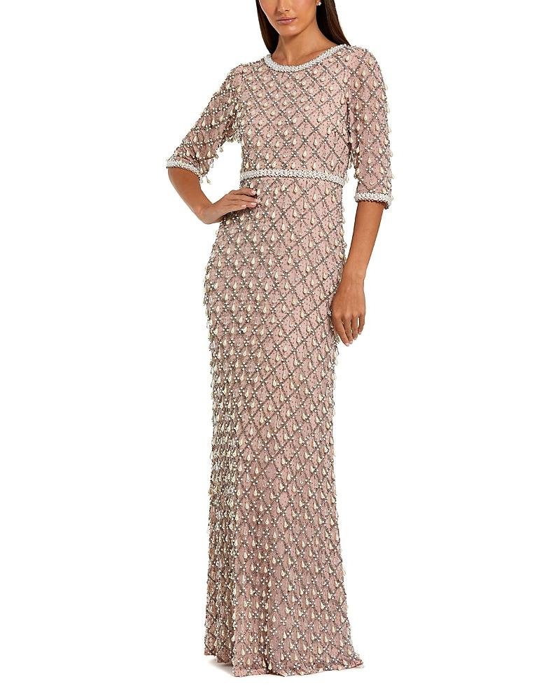 Mac Duggal Petite Pearl & Crystal Embellished Evening Gown