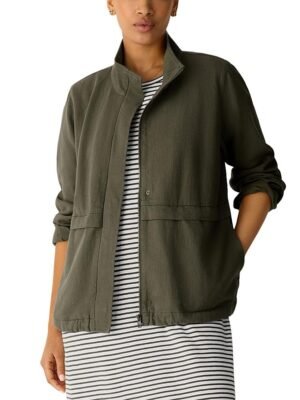 Eileen Fisher Petites Zippered Cotton & Linen Jacket