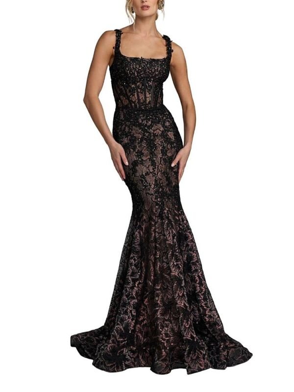 Mac Duggal Petite Sleeveless Embellished Lace Mermaid Gown