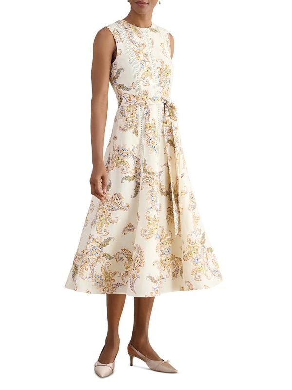 Hobbs London Petites Uma Paisley Tie Waist Dress