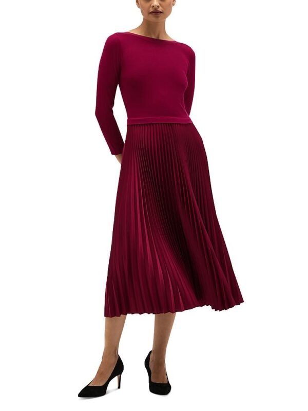 Hobbs London Petite Lucinda Mixed Media Midi Dress
