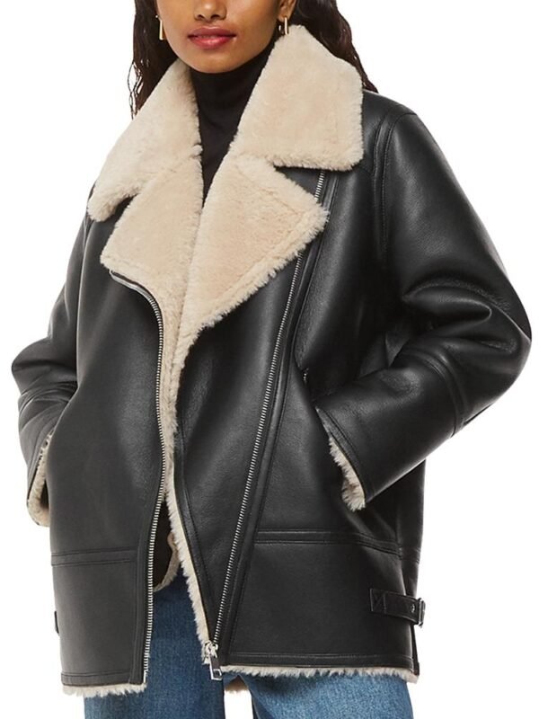 Whistles Petite Faux Shearling Aviator Coat