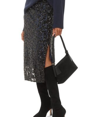 Whistles Petite Floral Sequined Midi Skirt