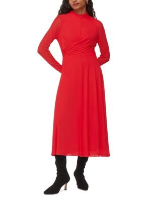 Whistles Petite Arabella Ruched Mesh Dress